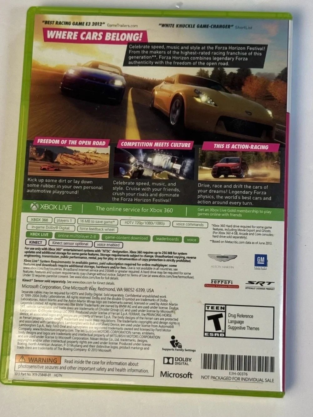 Forza Horizon Xbox 360 Video Game Complete Tested Microsoft Racing Game